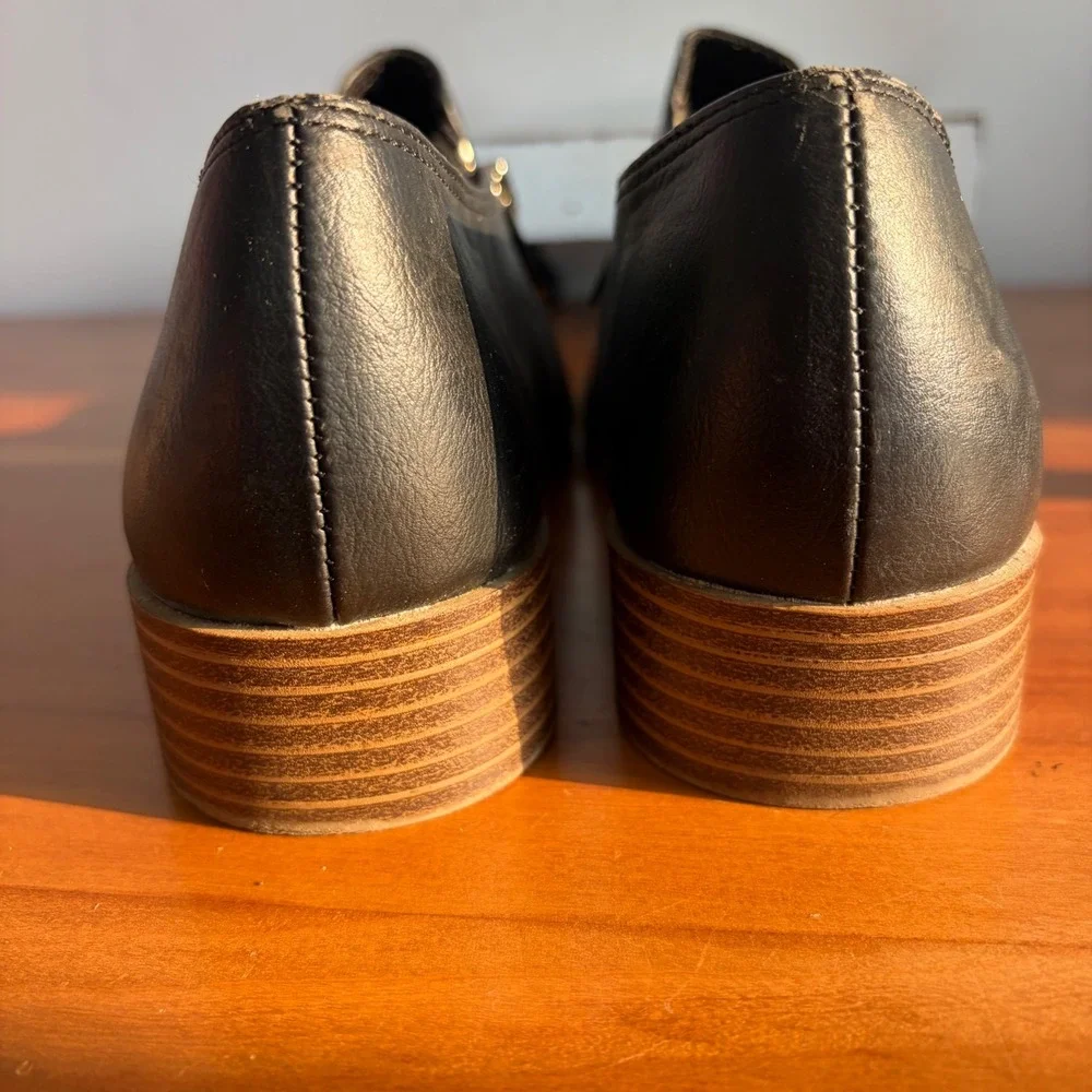 American Eagle Womens Black Side Zip Ankle Booties Low Stacked Heel 6.5 160852
